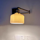 Axyaa Wood Swing Arm LED Wall Light - Rotatable Bedside Lamp