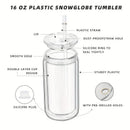 Axyaa Snow Globe Tumbler Cup with Straw - Reusable Double-Layer Water Cup