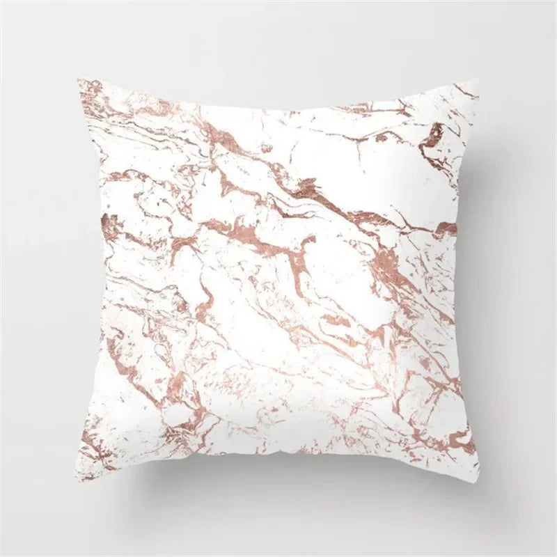 Pink Glitter Letter Flower Geometric Cushion Cover by Axyaa