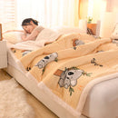 Axyaa Cartoon Pattern Velvet Blanket: Soft Comfort for Winter, Single Double Size