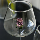 Axyaa 3D Pink Glass Rose Wine Glasses Cup Set - Lovely Household Gift