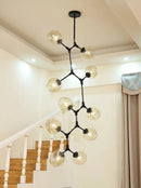 Axyaa Black Gold Molecular Chandelier Light, Big Size Stair Chandeliers