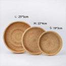 Axyaa Handwoven Rattan Storage Basket Tray - Multiuse Serving Platter Home Organizer