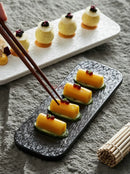 Axyaa 14" Rock Grain Rectangular Ceramic Sushi Plate - Black & White