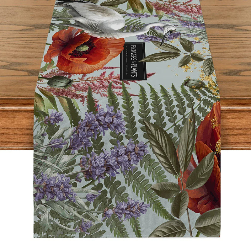 Tropical Plant Flowers Table Runners by Axyaa - Farmhouse Dining Decor Runner