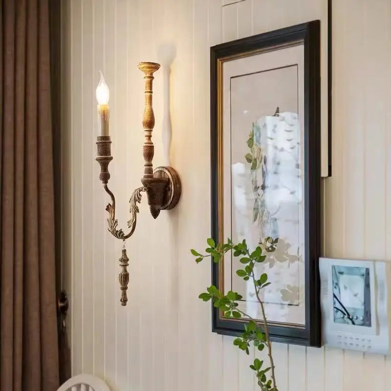 Axyaa Retro Wooden Wall Lamp for Home Decor