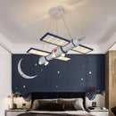 Nordic Space Satellite Astronaut Chandelier LED Pendant Light for Children's Room.