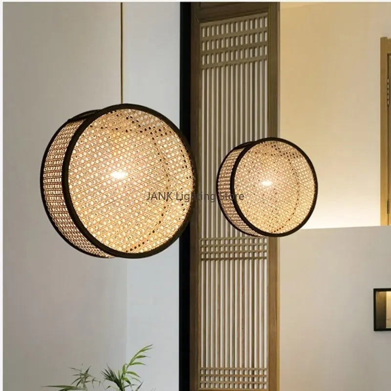 Axyaa Bamboo Core Rattan LED Chandelier for Bedroom, Restaurant, Study Area