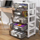 Axyaa 3-6 Tier Storage Cabinet, Large Capacity Organizer, Transparent Black for Living Room