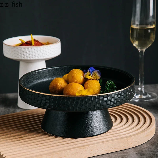 Axya High-Footed Ceramic Kitchen Plate Set