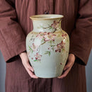 Axyaa Hand-Painted Peach Blossom Ceramic Vase for Elegant Home Decor and Flower Arrangement