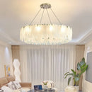 Axyaa Luxury Feather Glass Crystal Pendant Chandelier for Modern Home Decor.