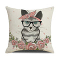 Funny Cats Print Pillow Case for Home Decor by Axyaa: 45x45cm Linen Cover