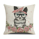 Funny Cats Print Pillow Case for Home Decor by Axyaa: 45x45cm Linen Cover