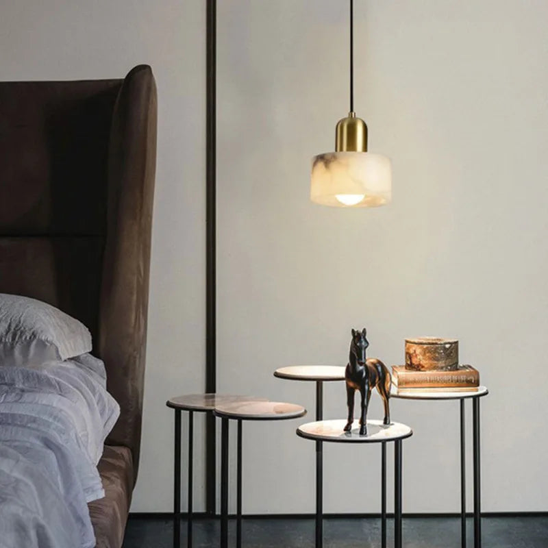 Axyaa Cloud Stone LED Pendant Light Gold Brass Island Kitchen Bedroom Lamp