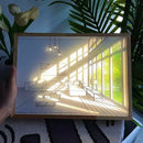 Axyaa LED Art Picture Table Light with Wood Frame Wall Decor Lamp