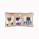 Axyaa Floral Alpaca Elephant Embroidered Lumbar Pillow Cover - Boho Style