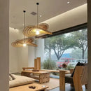 Axyaa Rattan Hanging Lamp Chandelier for Living and Dining Room