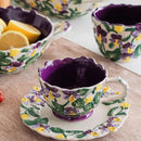 Axyaa Floral Relief Coffee Cup Set 400ML - Elegant Afternoon Tea Decor