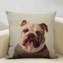 Axyaa Bullfighting Dog Cushion Cover - 45x45cm Linen Pillowcase for Home Decor