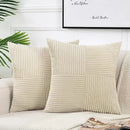 Axyaa Corduroy Striped Throw Pillow Covers 45x45 - Grey Lumbar Sofa Cushion Cases