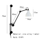 Axyaa Nordic Swing Arm Wall Lamps, Modern Living Room Bedside Lights - Black/Chrome/Gold