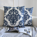 Navy Blue Cotton Throw Pillow Case 30x50/45x45cm - Axyaa Home Decor