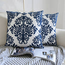 Navy Blue Cotton Throw Pillow Case 30x50/45x45cm - Axyaa Home Decor