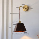 Axyaa Adjustable Wood Copper Wall Light Fixture with Pull Chain Switch