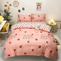 Axyaa Strawberry Double Sheet Bedding Set: Queen/King Size Comforter & Duvet Cover