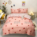 Axyaa Strawberry Double Sheet Bedding Set: Queen/King Size Comforter & Duvet Cover
