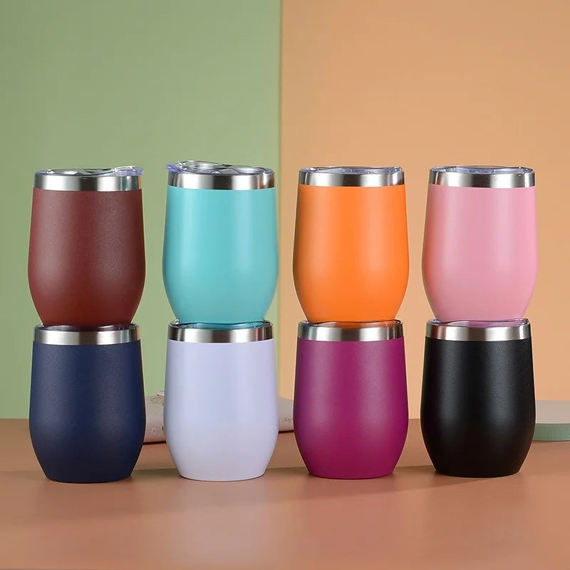 Axyaa Stainless Steel Thermos Bottle, 12oz Eggshell Cup for Travel, Office, School