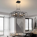 Axyaa Nordic Iron Glass Chandelier Industrial Style Simple Square Living Room Light