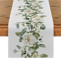 Eucalyptus Table Runner by Axyaa: Watercolor Greenery for Dining and Party Tables