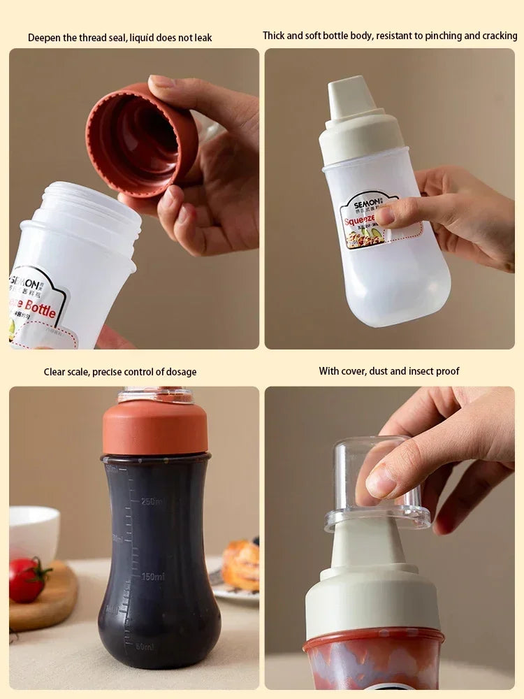 Axya 5 Hole Squeeze Condiment Bottles for Ketchup Mustard Sauces & Oils