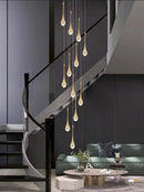 Axyaa Crystal Chandelier for Modern Duplex Living Room Attic Lighting