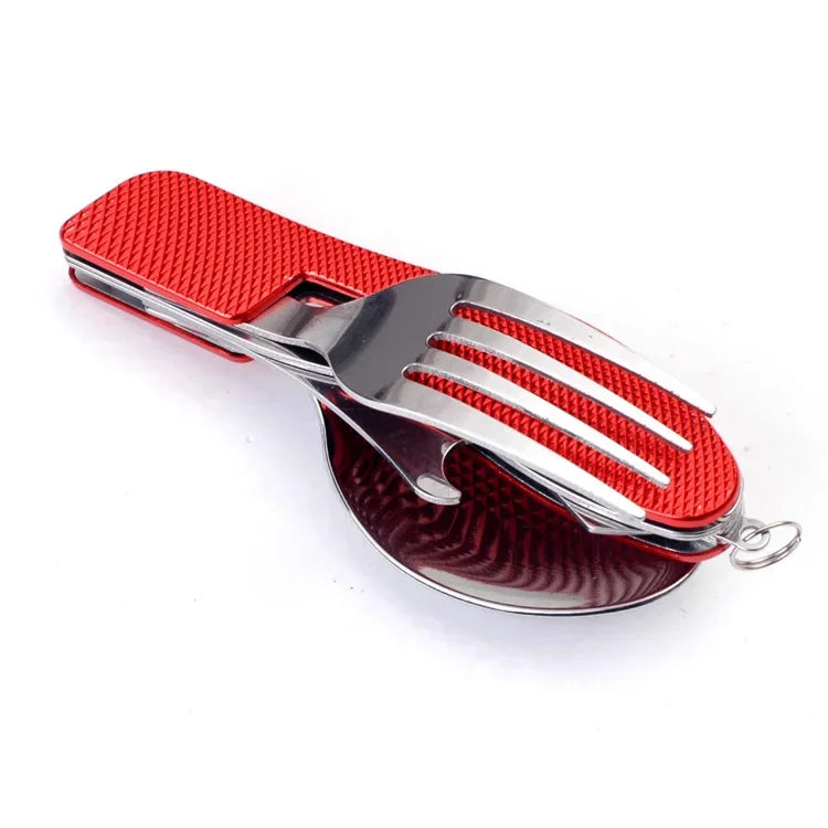 Axyaa 4-in-1 Foldable Stainless Steel Cutlery Set for Outdoor Camping & Picnic