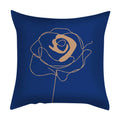 Axyaa Blue Daisy Geometric Flower Leaf Pillow Cover Square Decorative Cushion Cover