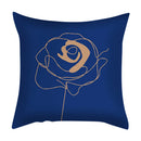 Axyaa Blue Daisy Geometric Flower Leaf Pillow Cover Square Decorative Cushion Cover