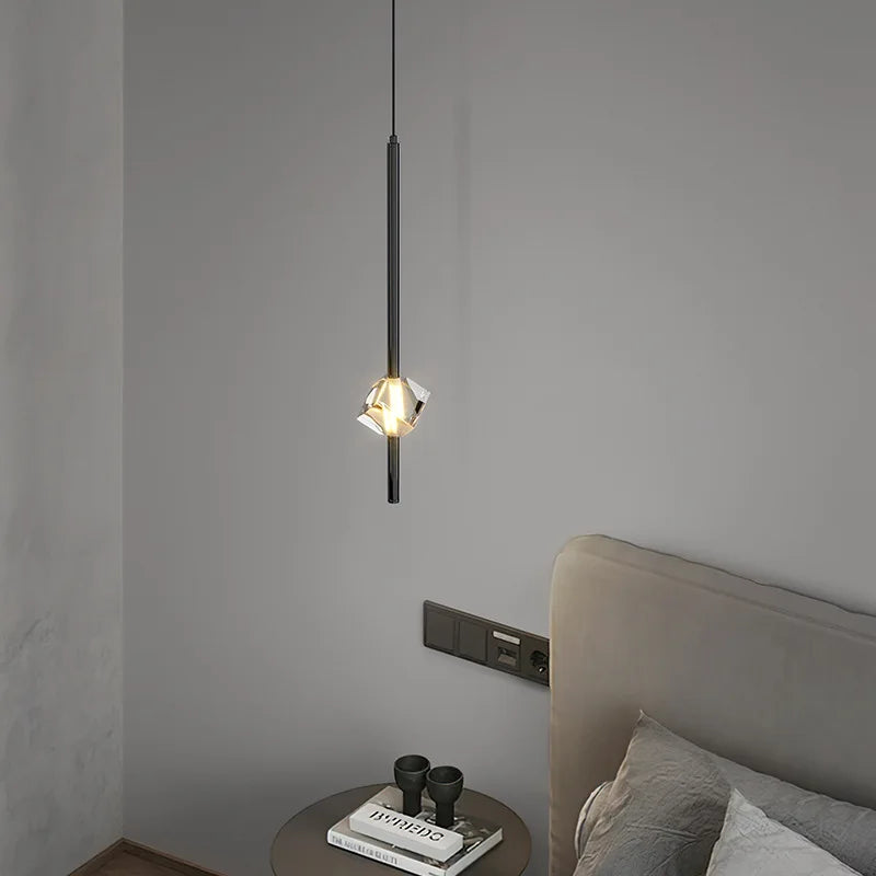 Axyaa Cube Crystal Long Pendant Lamps for Luxury Bedroom and Living Room