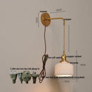 Axyaa Copper Ceramic LED Pull Chain Wall Light Fixture