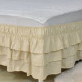 Axyaa Elastic Solid Bed Skirt Three Layers Wrap Around Easy On/Off Dust Ruffled