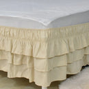 Axyaa Elastic Solid Bed Skirt Three Layers Wrap Around Easy On/Off Dust Ruffled