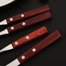 Axyaa Red Silver Stainless Steel Cutlery Set with Wood Handle - 16/24Pcs