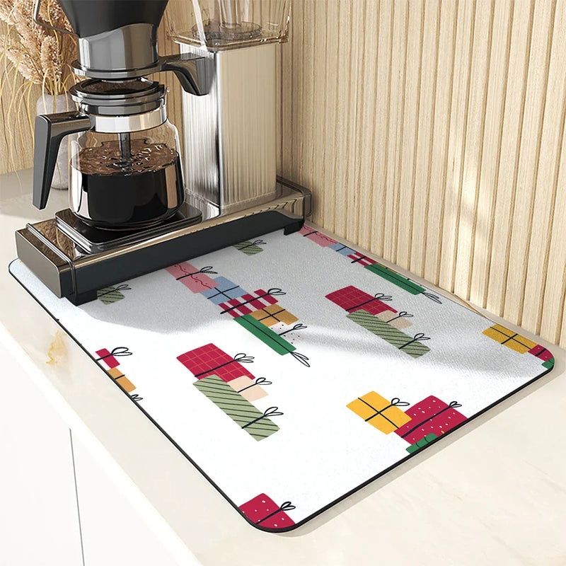 Axyaa Coffee Dish Mat: Absorbent, Anti-slip, Quick Dry Draining Pad