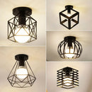 Axyaa Black Metal Cage Chandelier Ceiling Light Fixture