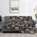Axyaa Grunge Skulls Pattern Fleece Throw Blanket, Soft & Warm Bedspread
