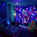 Axyaa Black Light Tapestry - UV Reactive Psychedelic World Hippie Wall Hanging