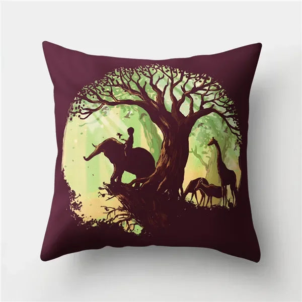 Axyaa Tropical Green Plant Tree Leaves Flower Cushion Cover 45X45CM
