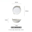 Axyaa Stone Pottery Double-eared Tray - Japanese Retro Ceramic Dish - Household Fruit Plate